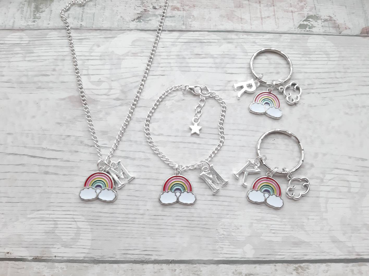 rainbow necklace, personalised initial jewellery, daughter necklace, rainbow lover present, pride necklace, gifts for girls