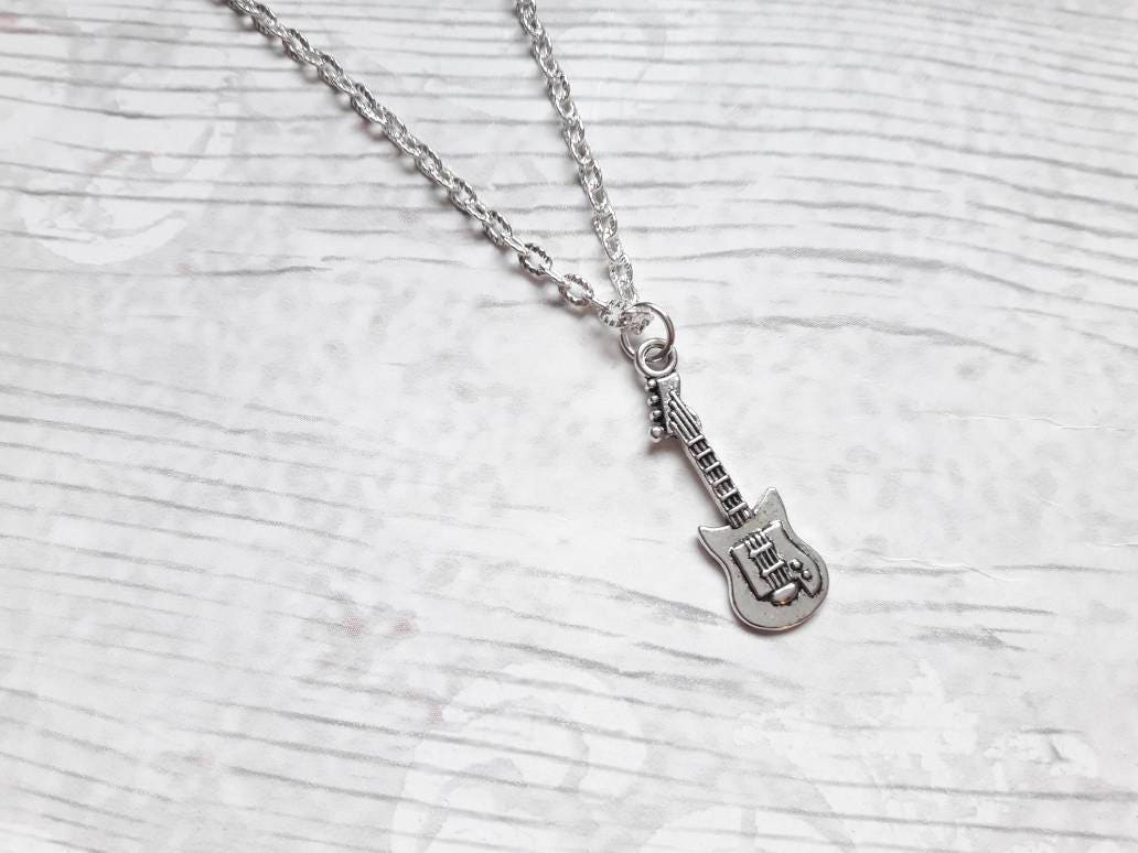 Guitar necklace, guitar jewellery, jewelry for a music teacher, rocker accessory, steampunk jewellery, musical instrument gift
