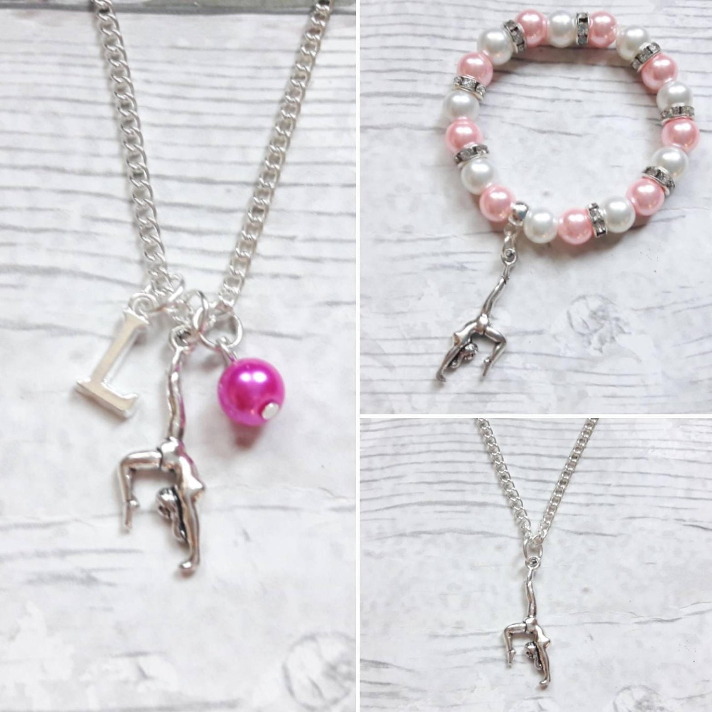 gymnastic necklace, gymnast jewellery, sports team jewelry, gifts for girls, children's present, gymnast pendant, graduation gift