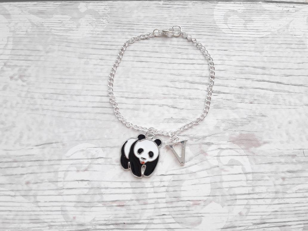 panda keyring, animal keychain, personalised bag charm, initial keyring, panda lover, mothers day gift, birthday present, gifts for mum