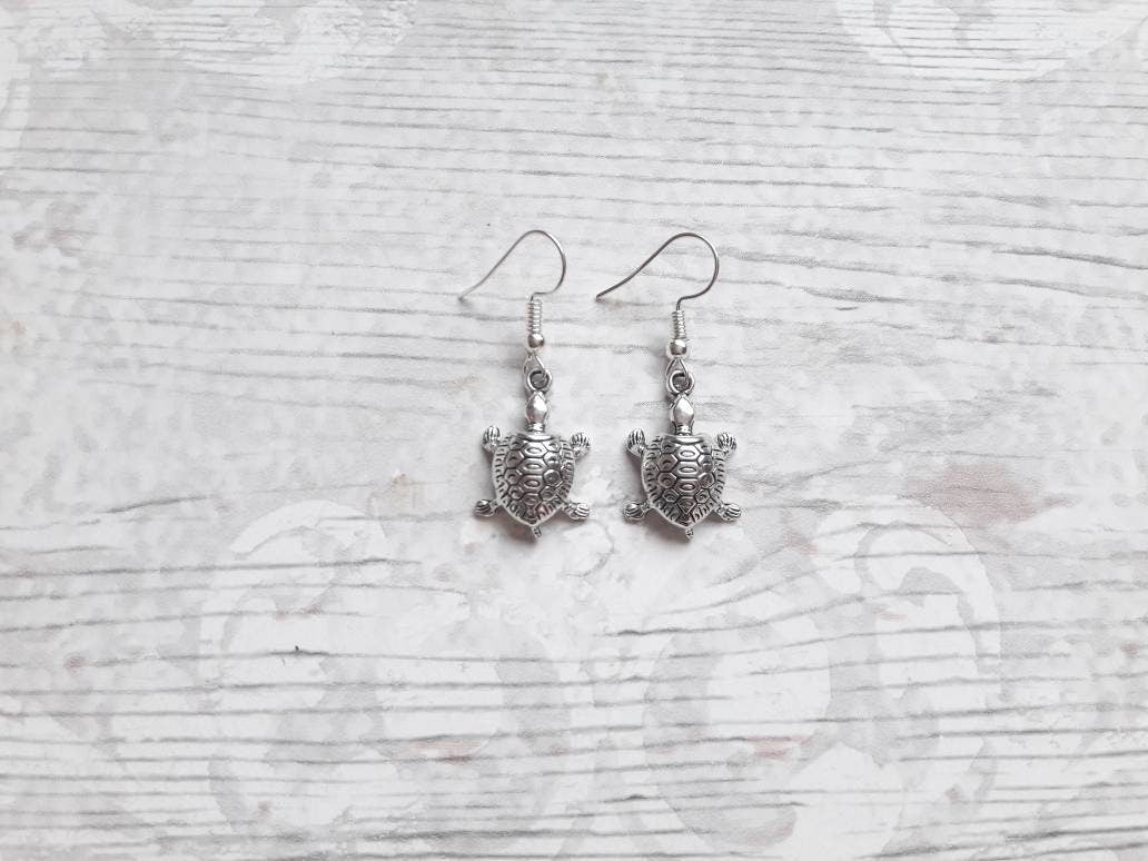 Turtle earrings, nautical earrings, tortoise jewellery, sea life animal lover, thankyou present, mothers day present, beach accessory