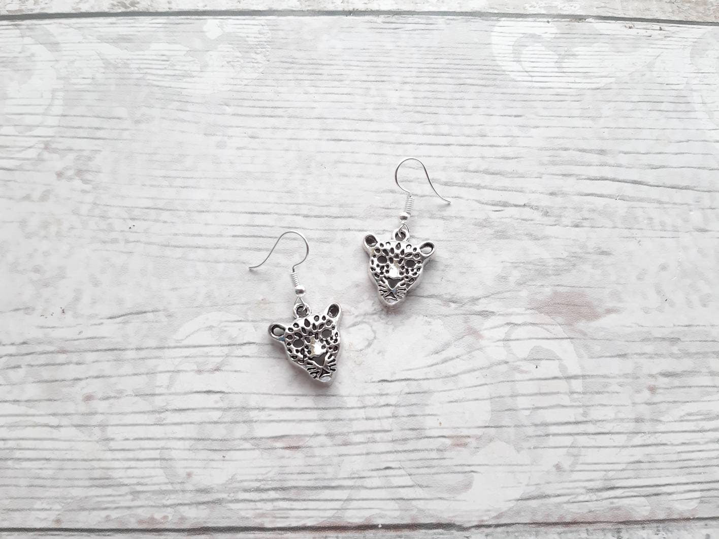 leopard earrings, jaguar earrings, cat lover jewellery, animal gift