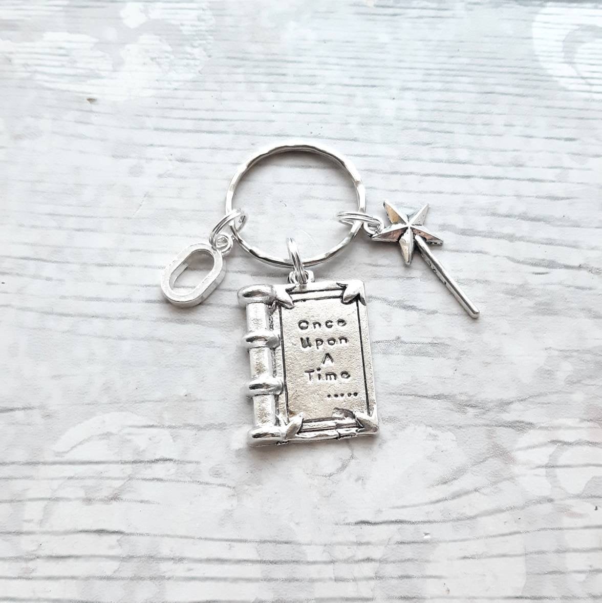 Once upon a time keyring, fairytale book keychain, reading gift, present for author, book lover bagcharm