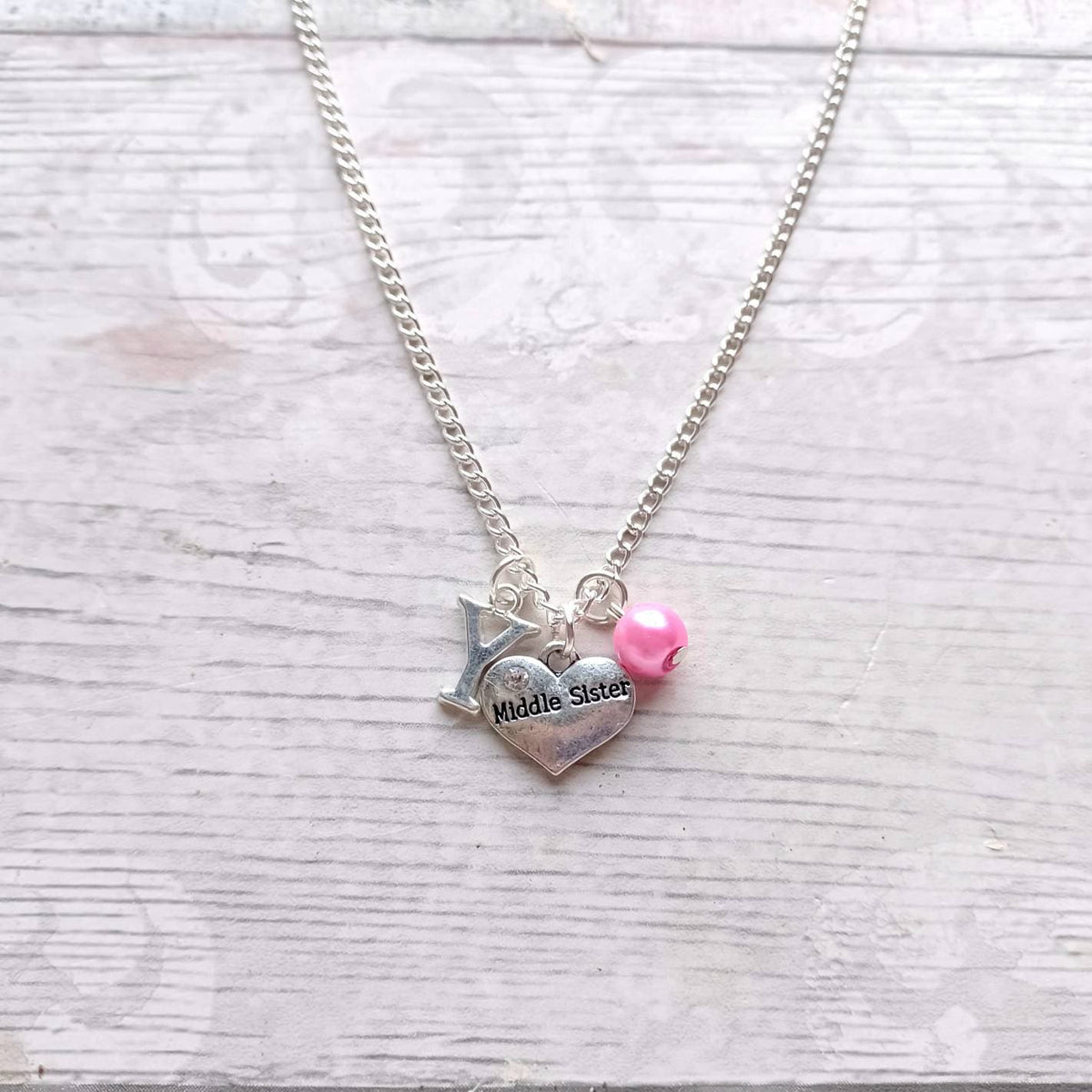 Little sister necklace, initial necklace, best friend jewellery, gift for sibling, big sister present, friendship jewelry