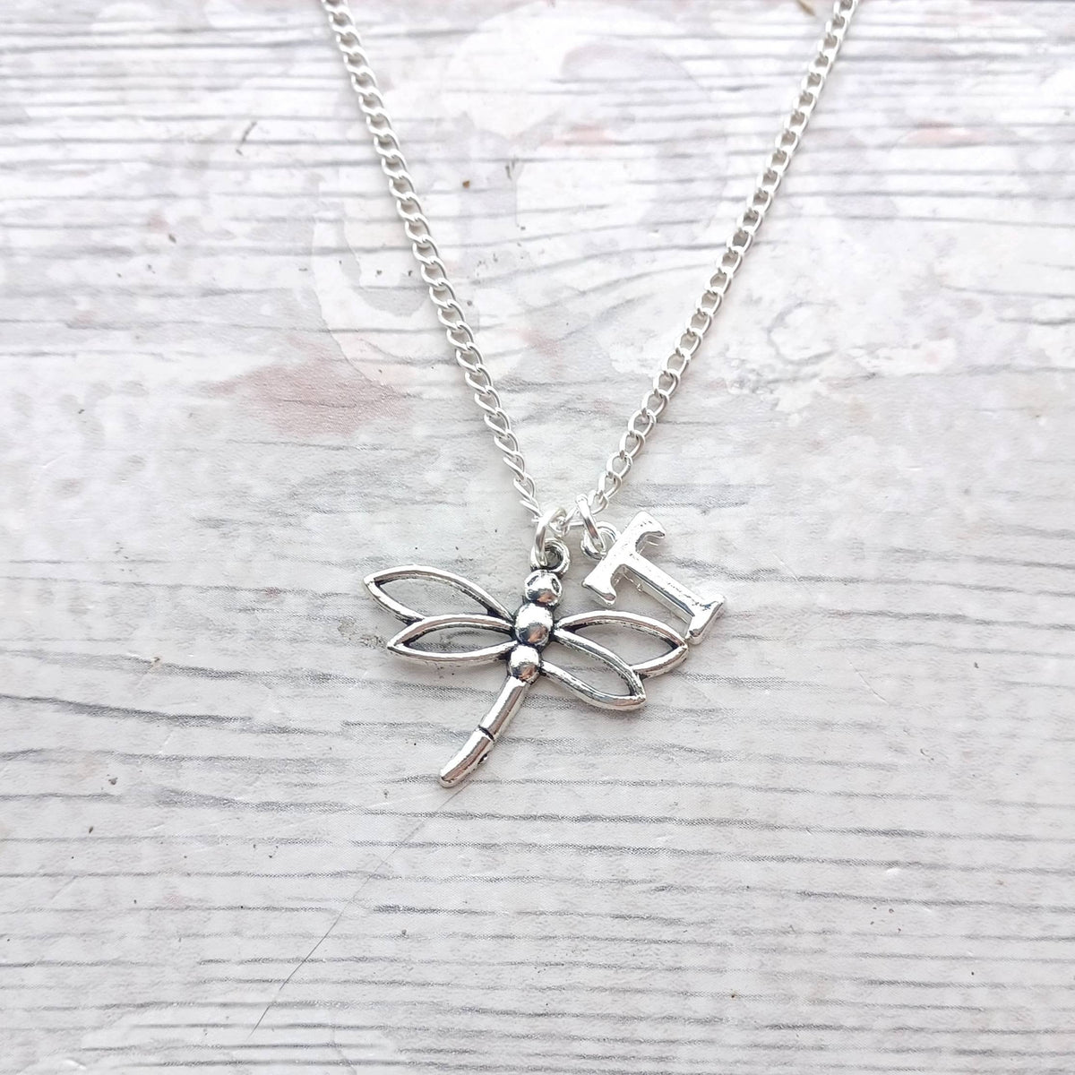Dragonfly necklace, forest jewellery, personalised initial present, insect gift, bug jewelry, cute gifts for girls