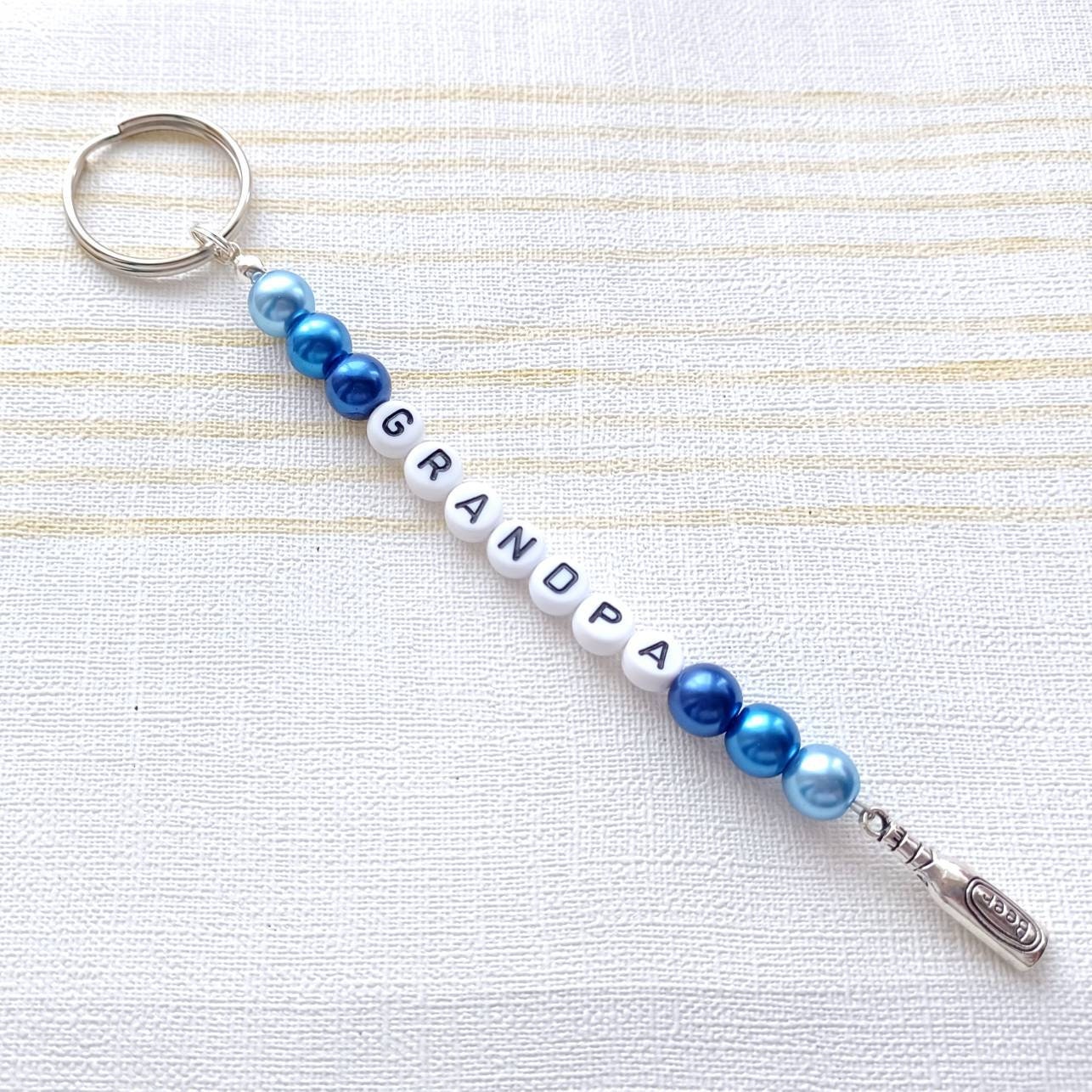 Grandad keyring, grandpa bag charm, personalised name keychain, fathers day gift, gift for him