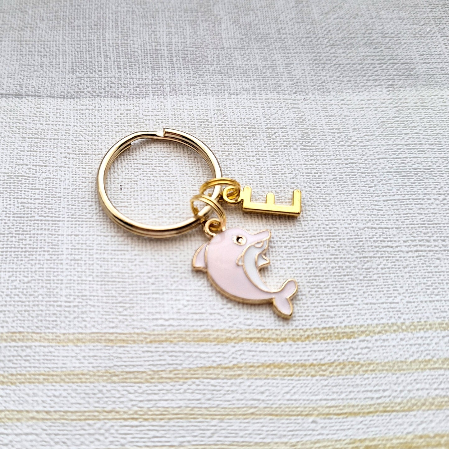 Dolphin keyring, sea creature keychain, nautical gift, sealife present, initial keyring