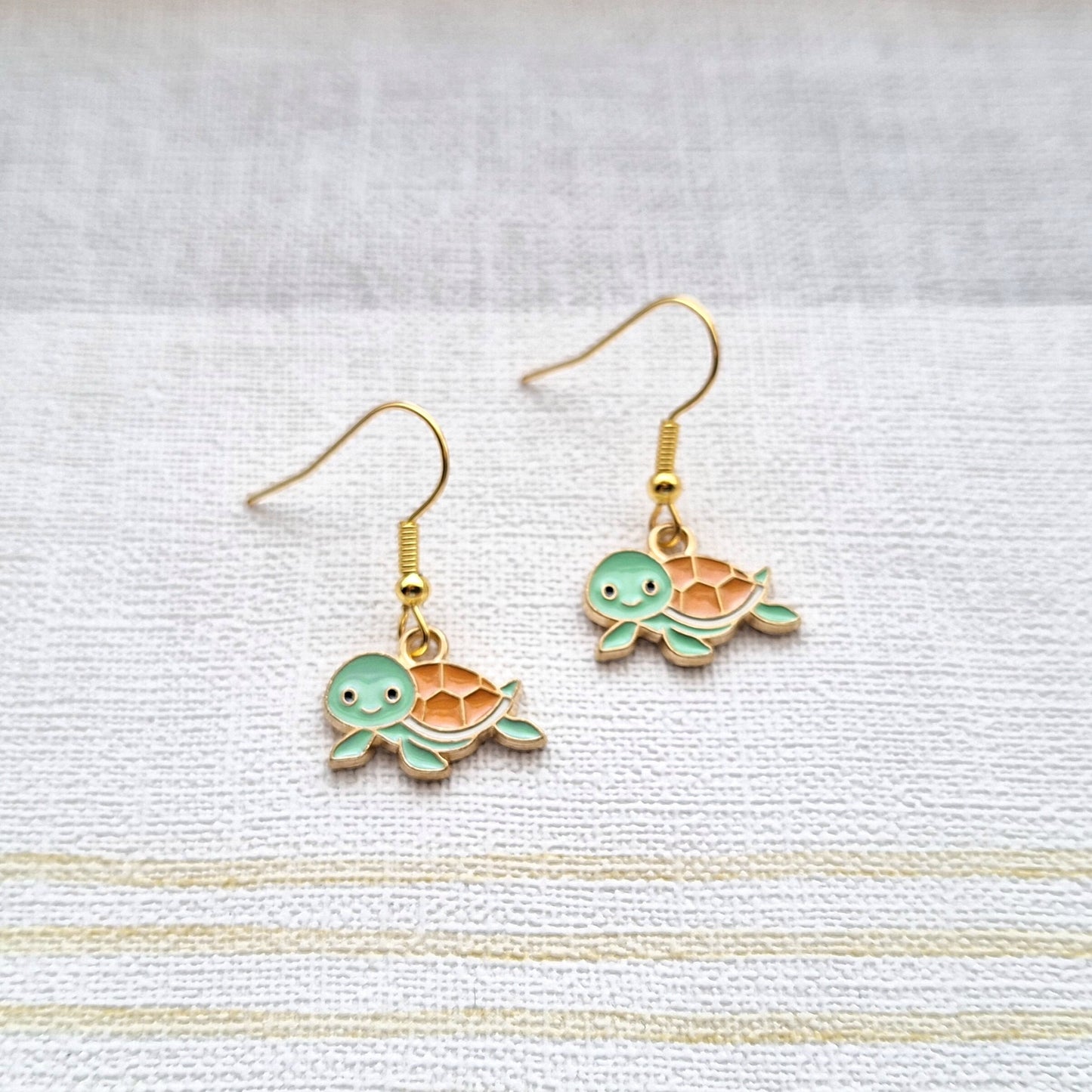Turtle earrings, nautical earrings, tortoise jewellery, sea life animal lover, thankyou present, mothers day present, beach accessory