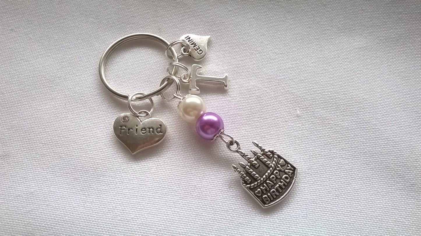 birthday keyring, happy birthday bag charm, personalised bagcharm, 18th 16th sweet sixteen keychain, 21st birthday, 30th birthday, 50th 60th