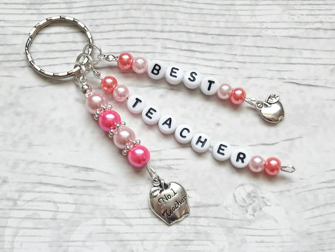 teacher keyring, best teacher keychain, teacher appreciation, special teacher gift, end of term present, personalised teacher present