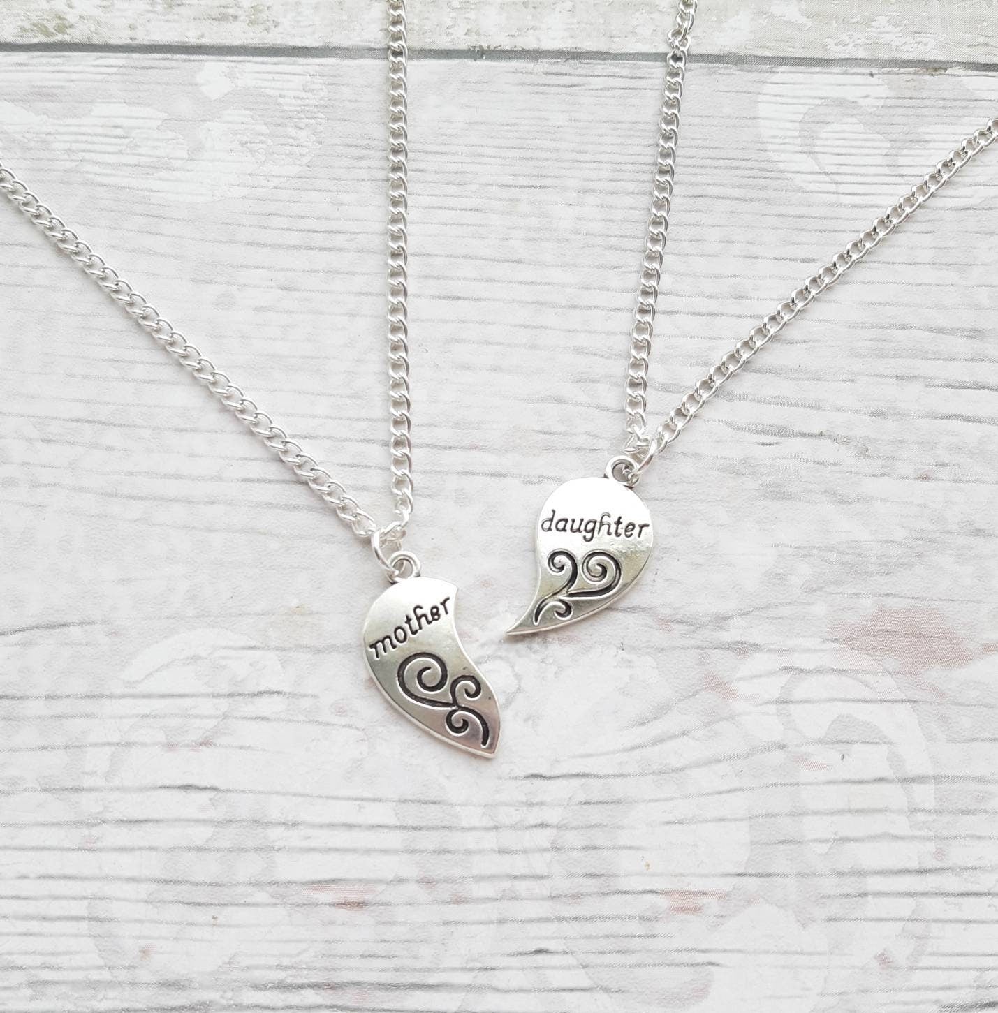 mother and daughter necklace, mum jewelry, daughter present, heart necklaces, best friend jewellery set, gifts for kids, stocking filler