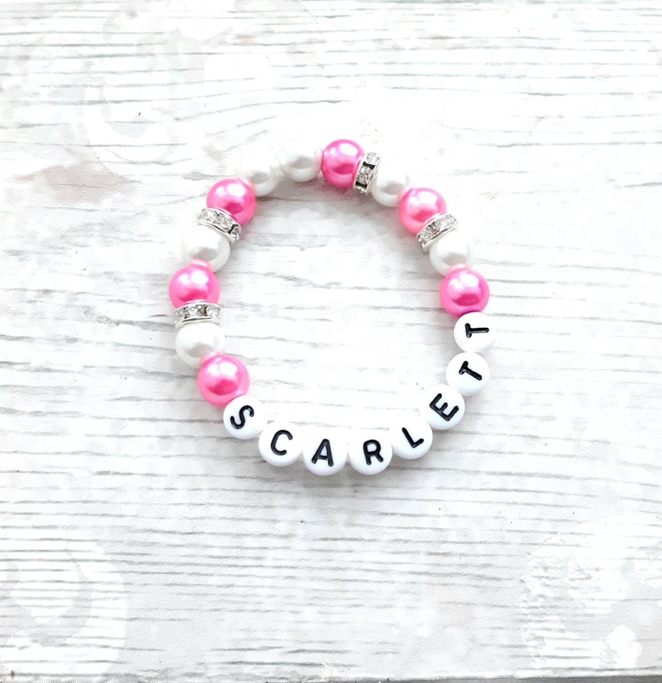 name bracelet, personalised kids jewellery, wedding jewelry, thankyou present, flowergirl bracelet, gifts for girls