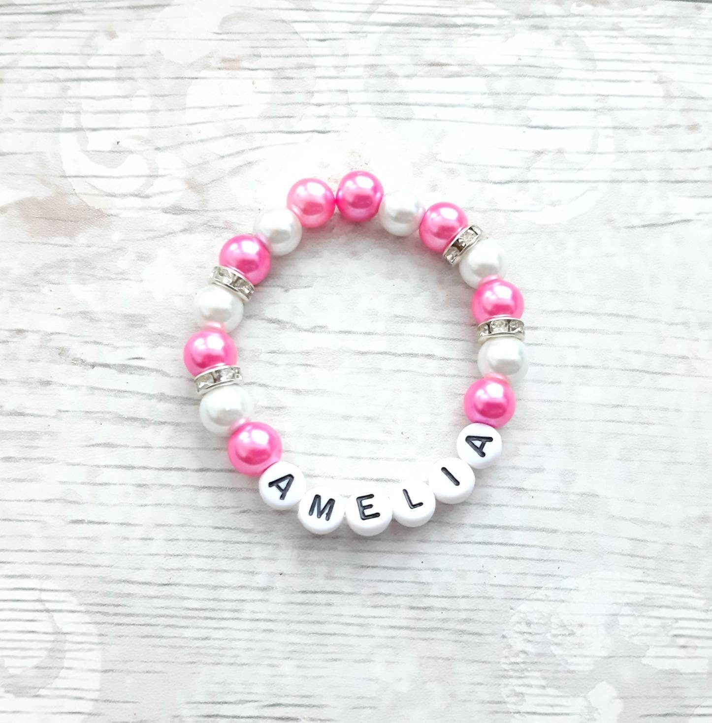 name bracelet, personalised kids jewellery, wedding jewelry, thankyou present, flowergirl bracelet, gifts for girls