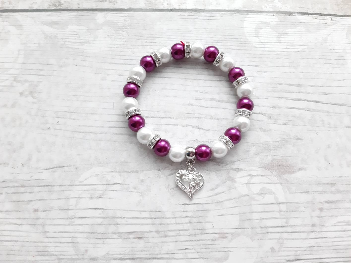 Heart bracelet, valentines day present, romantic love jewellery, wedding present, children's jewellery, gift for wife, present for partner