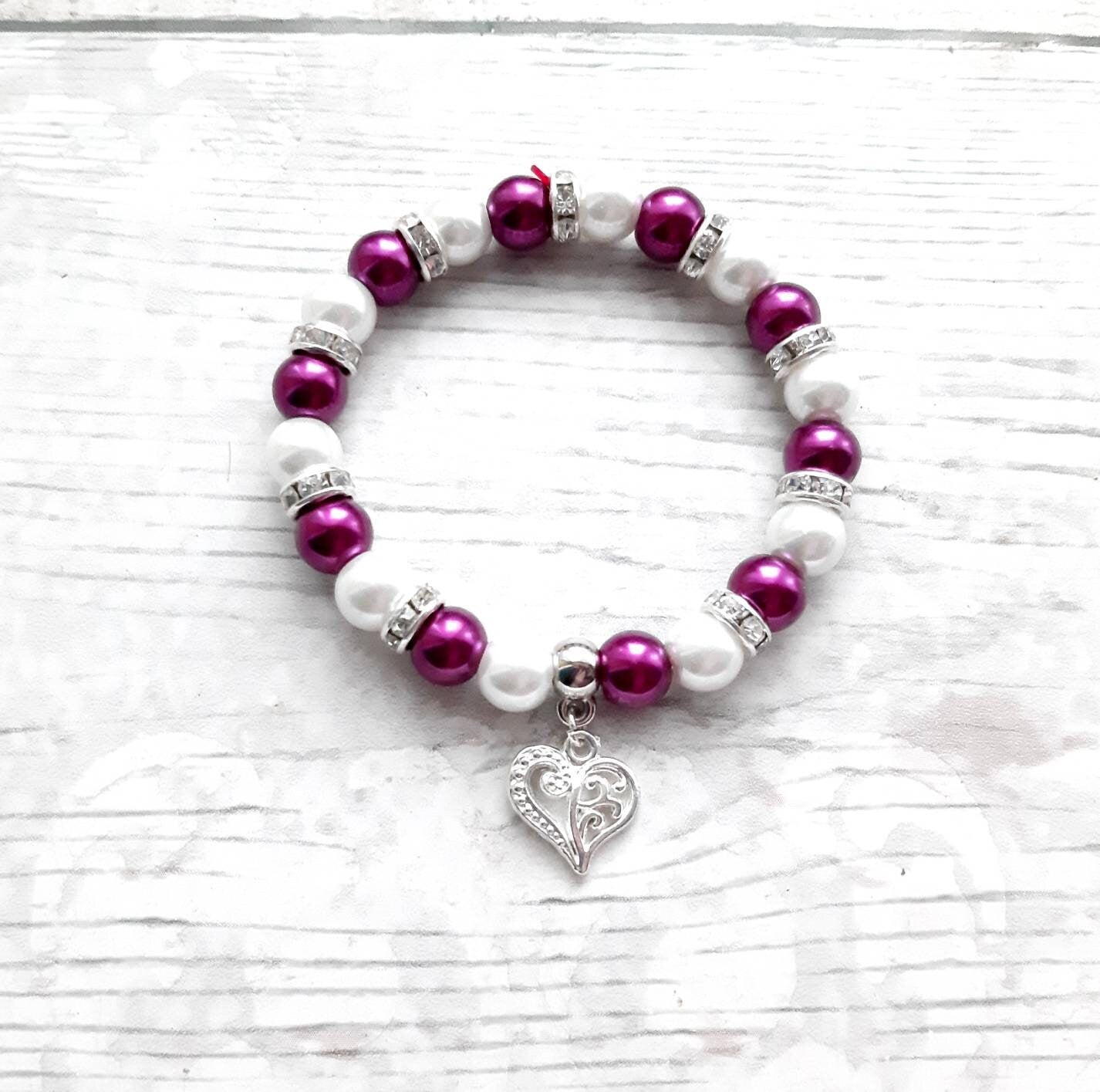 Heart bracelet, valentines day present, romantic love jewellery, wedding present, children's jewellery, gift for wife, present for partner