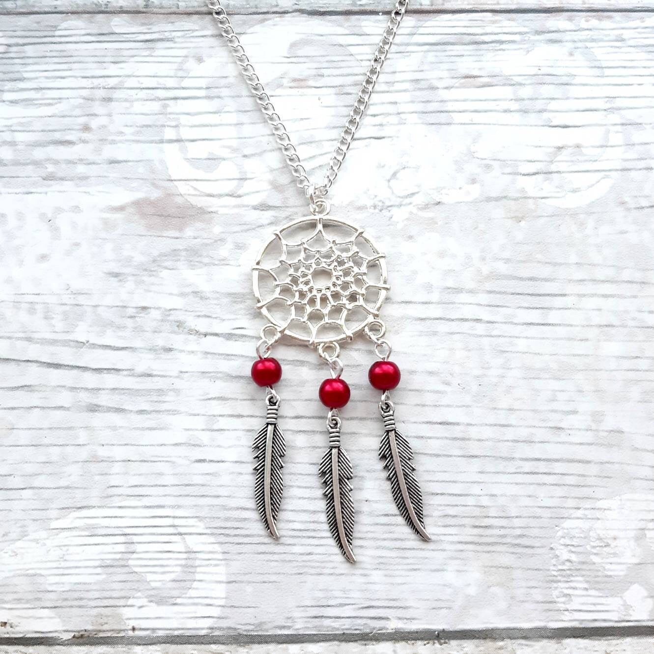 Dreamcatcher necklace, feather necklace, tribal jewellery, bohemian jewelry, hippie dream catcher gift, native American jewellery