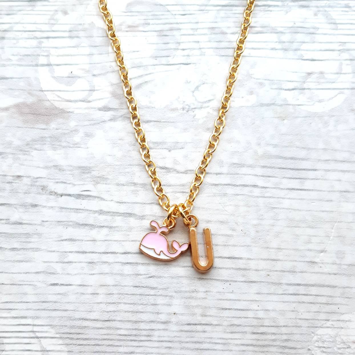 Whale necklace, ocean jewellery, orca lover, gifts for kids, sea life present, initial necklace