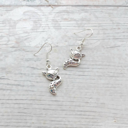 Fox earrings, cute foxy jewellery, woodland forest jewelry, animal lover gift, wilderness earrings, nature earrings