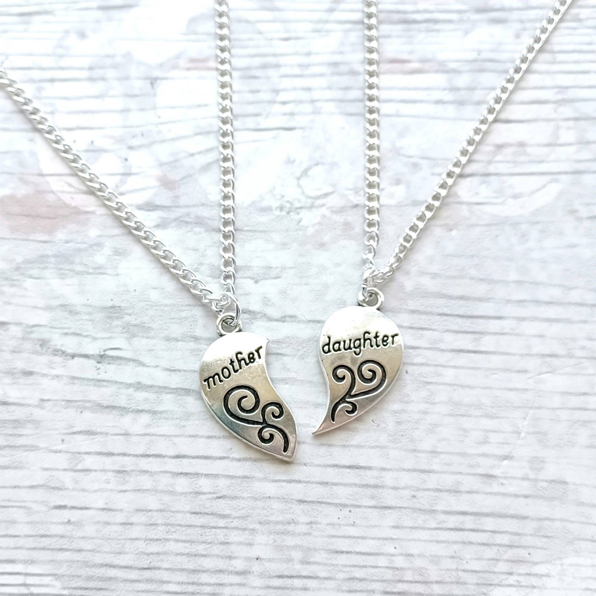 mother and daughter necklace, mum jewelry, daughter present, heart necklaces, best friend jewellery set, gifts for kids, stocking filler