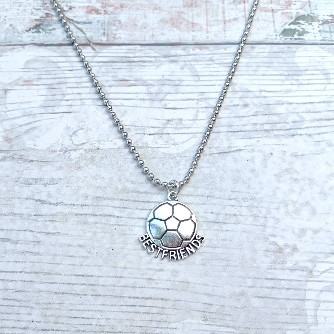 Football best friend necklace, initial necklace, bff jewellery, gift for brother, friendship present, partners in crime
