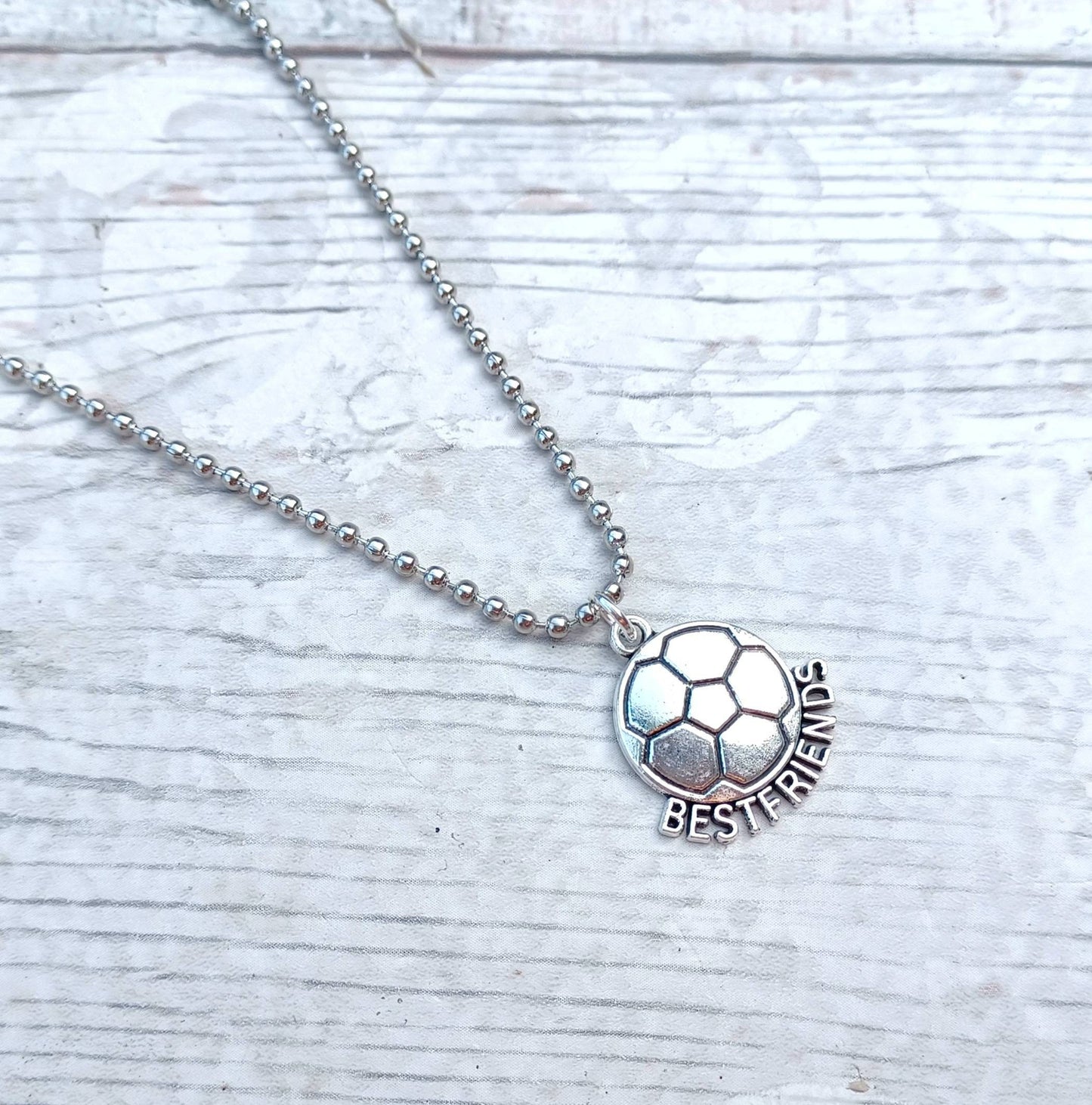 Football best friend necklace, initial necklace, bff jewellery, gift for brother, friendship present, partners in crime