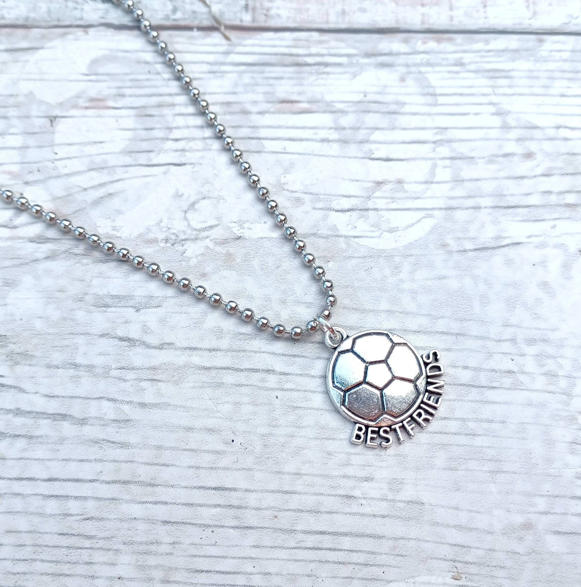 Football best friend necklace, initial necklace, bff jewellery, gift for brother, friendship present, partners in crime