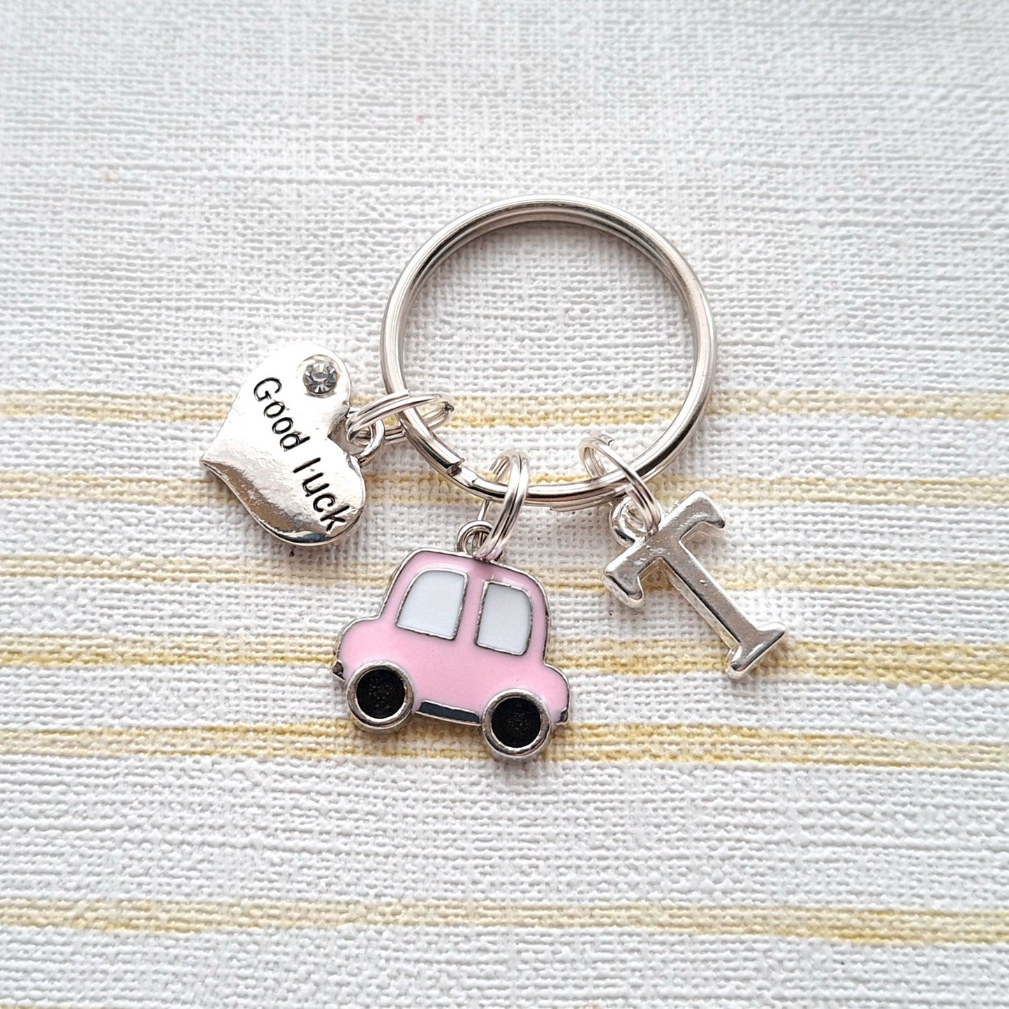 Good luck keyring, driving test keychain, exam gift, driving lesson good luck charm, car accessory, best of luck present, initial keyring