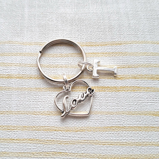 Love keyring, personalised initial keychain, valentines day gift, love you keepsake, anniversary present, gift for wife