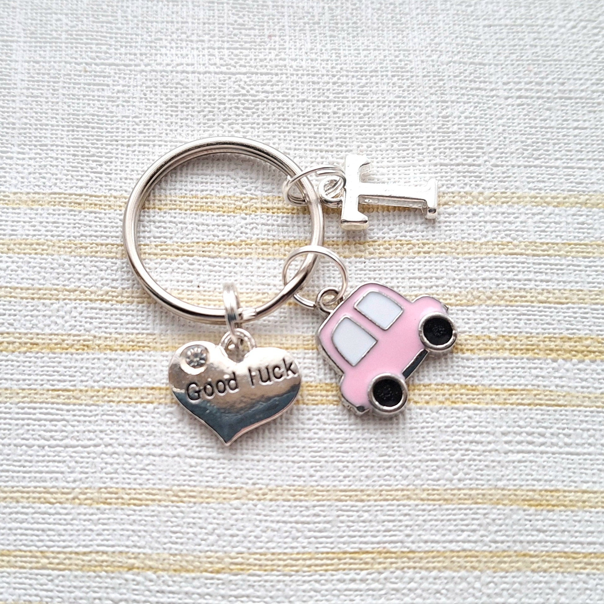 Good luck keyring, driving test keychain, exam gift, driving lesson good luck charm, car accessory, best of luck present, initial keyring