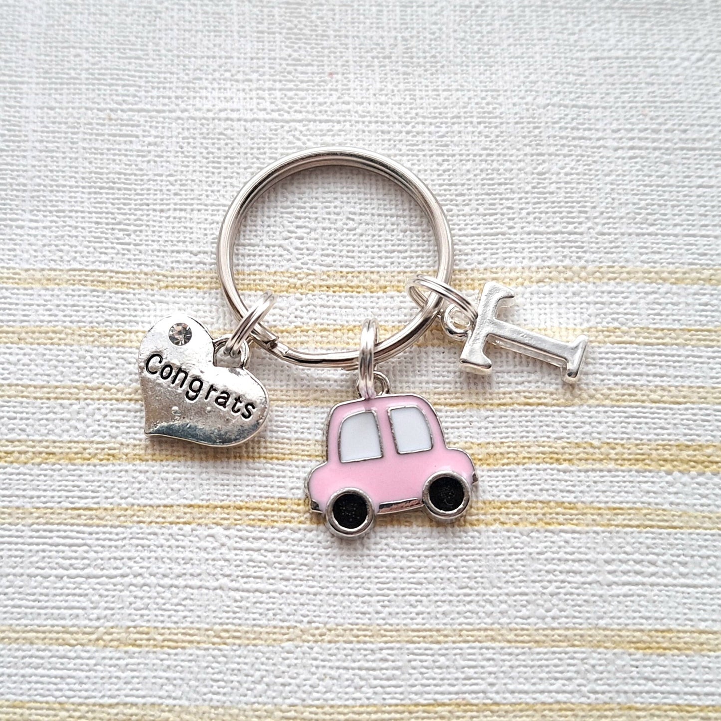 Congrats keyring, driving test pass keychain, exam gift, congratulations on your exam, initial keyring, new driver gift