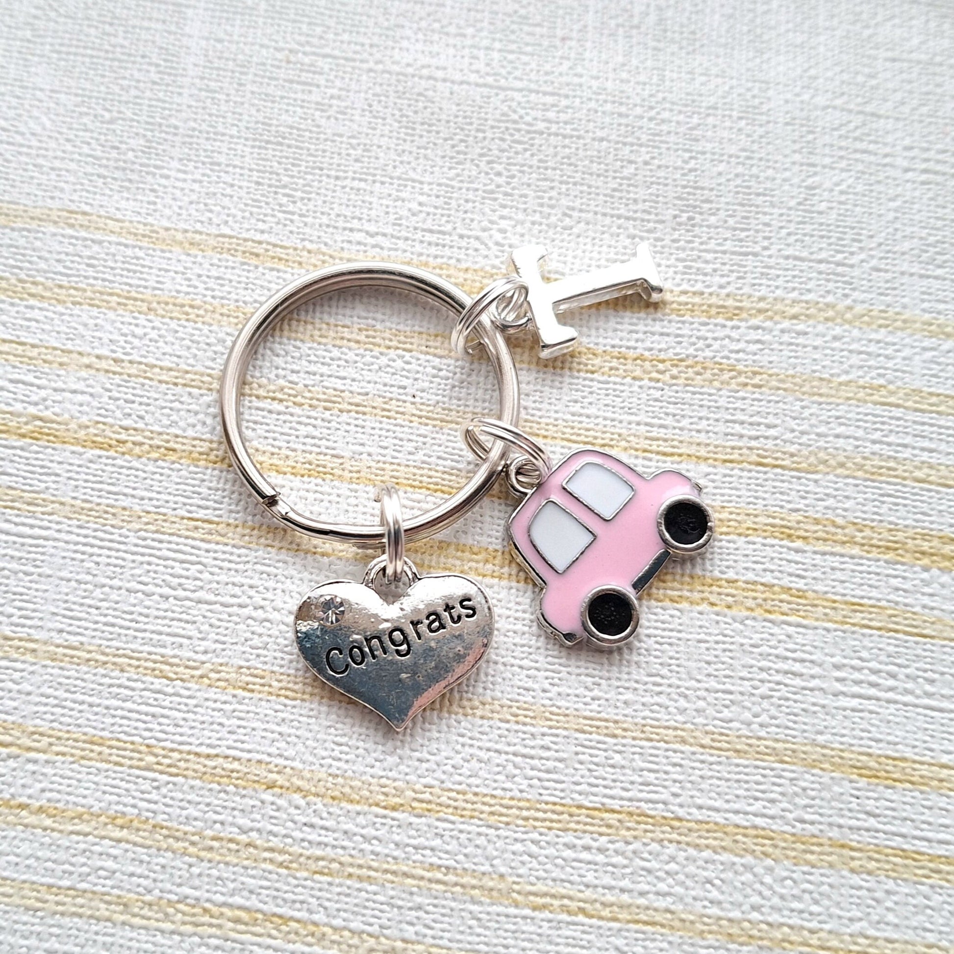 Congrats keyring, driving test pass keychain, exam gift, congratulations on your exam, initial keyring, new driver gift