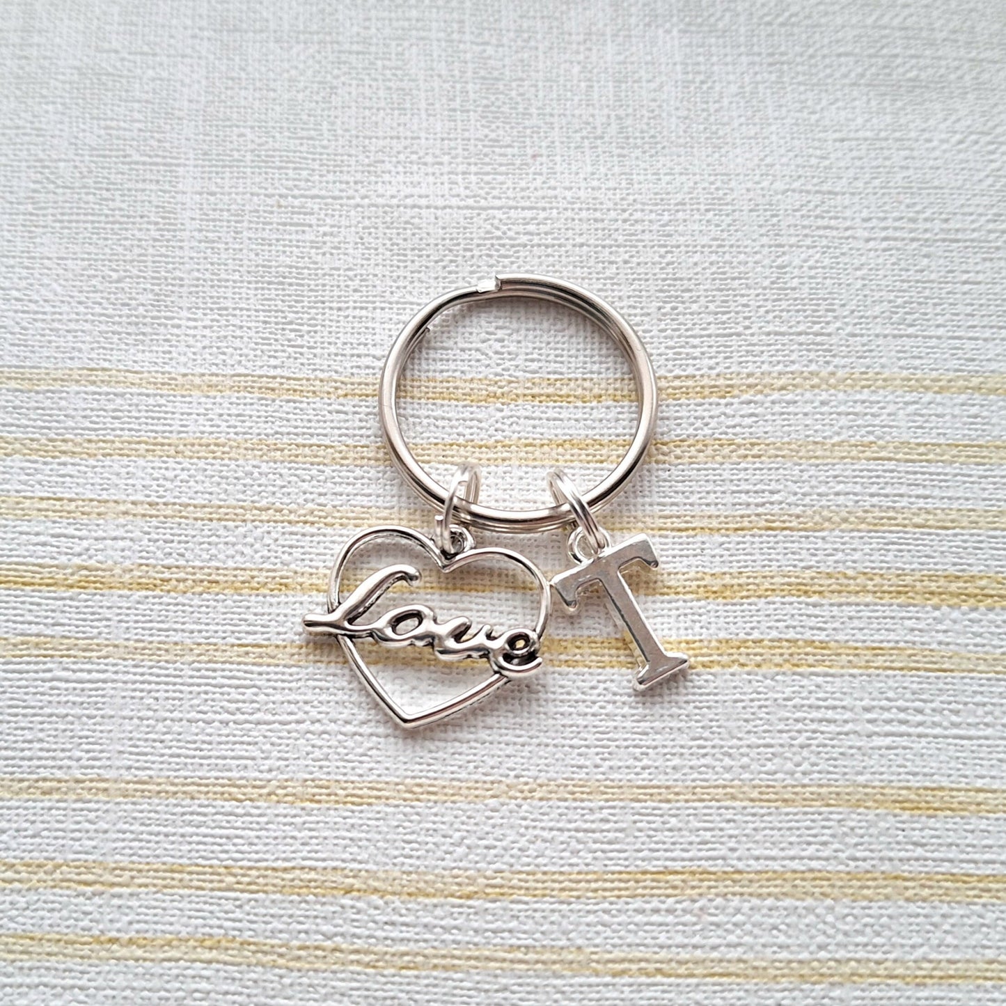 Love keyring, personalised initial keychain, valentines day gift, love you keepsake, anniversary present, gift for wife