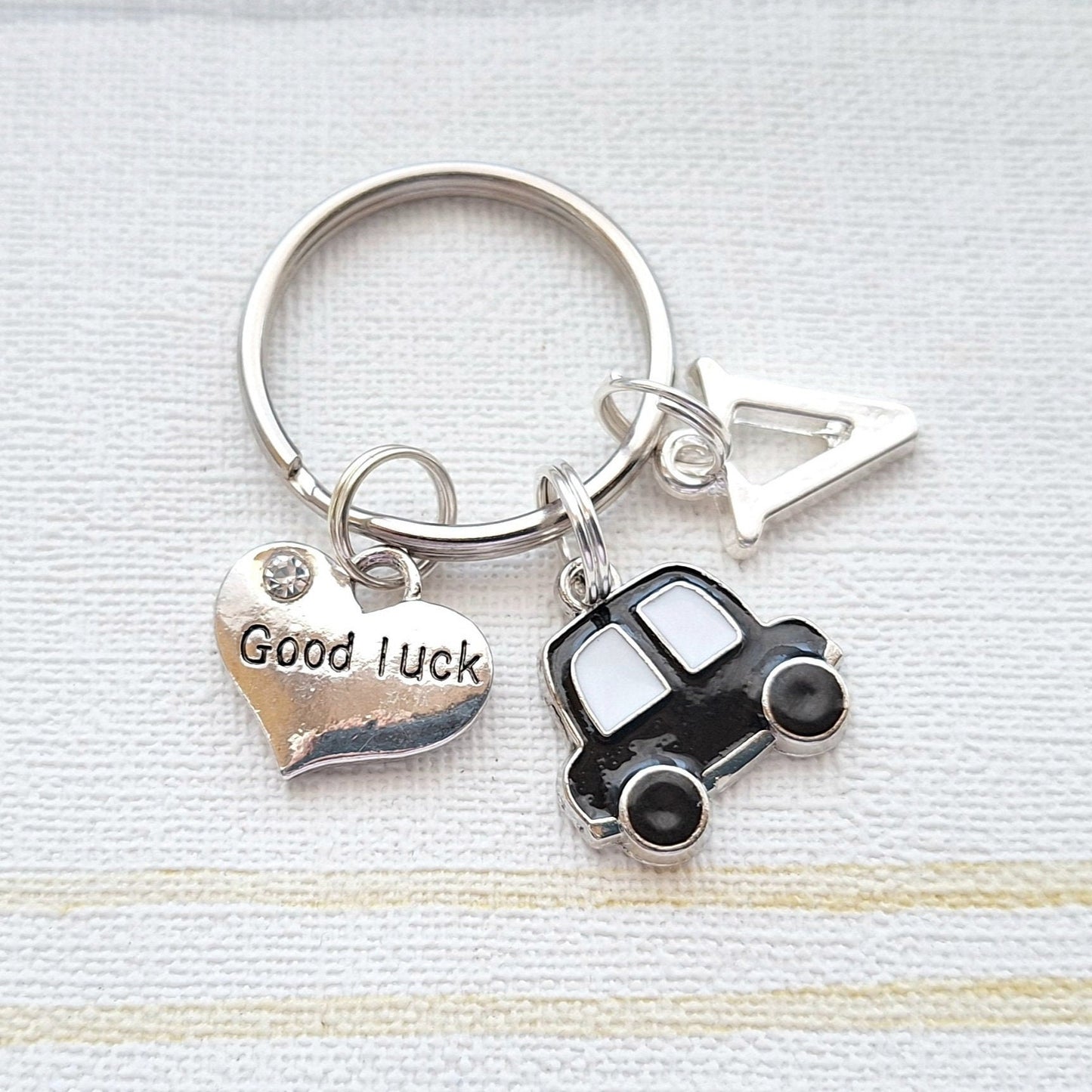 Good luck keyring, driving test keychain, exam gift, driving lesson good luck charm, car accessory, best of luck present, initial keyring