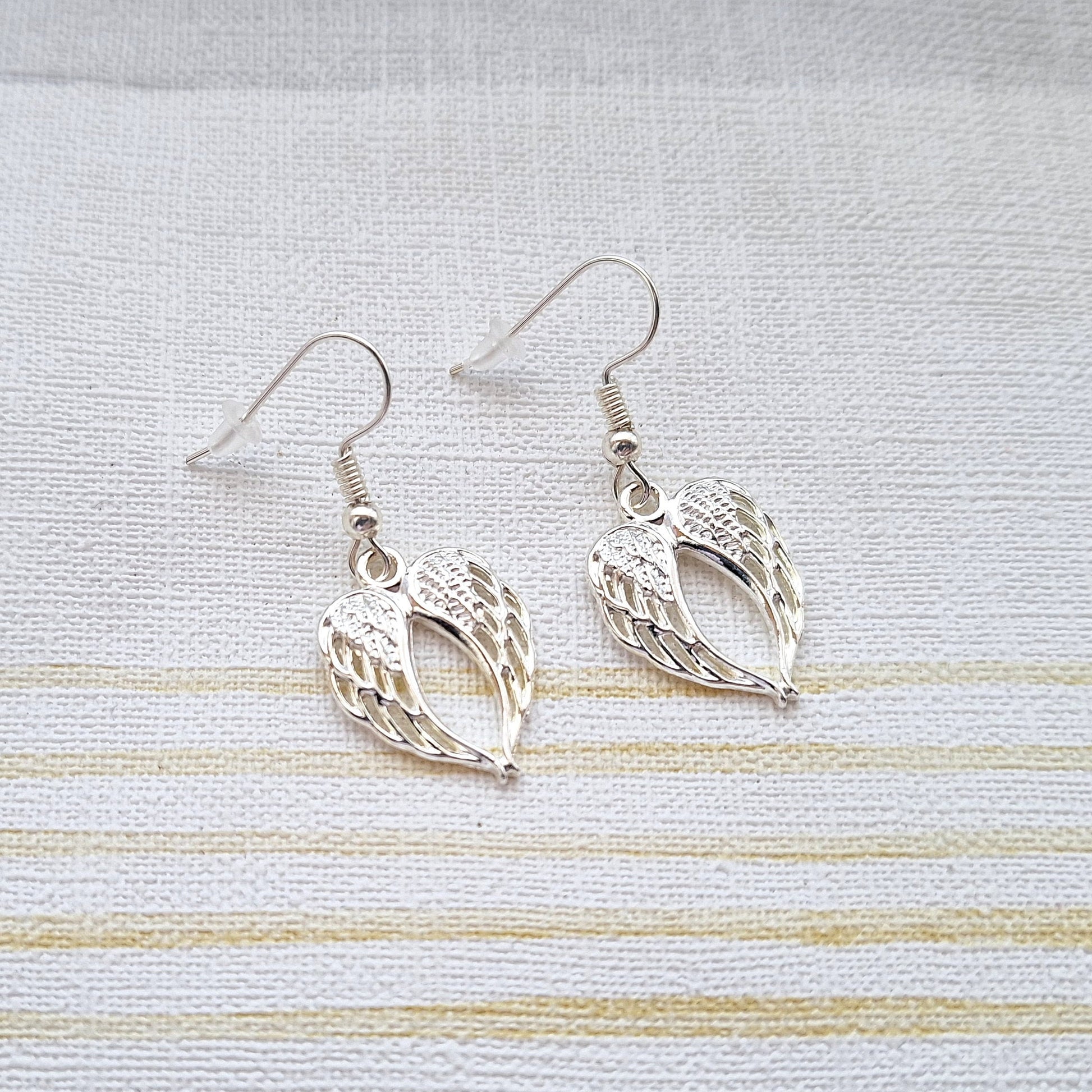 Angel wings earrings, wedding jewellery, bridal earrings, memorial gift for bride, guardian angel present