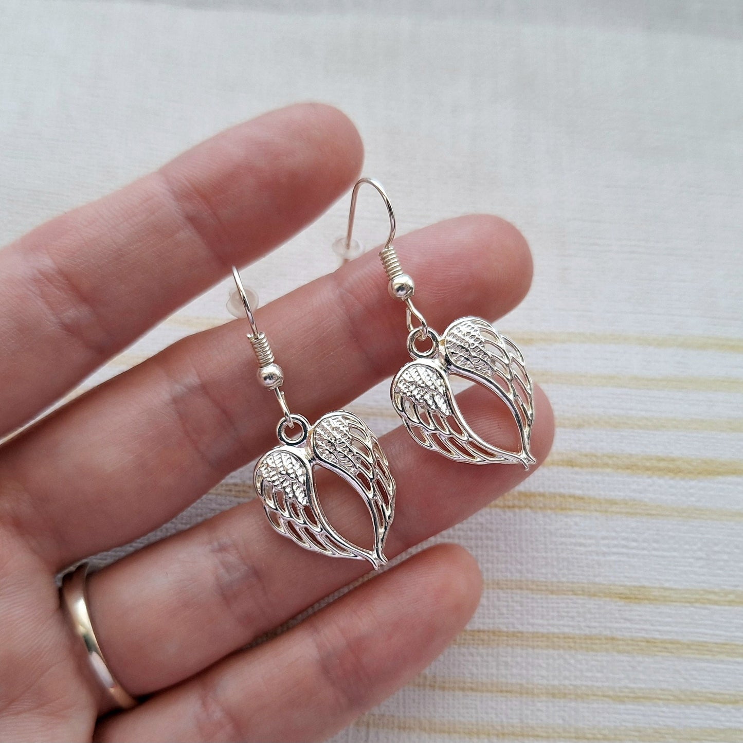 Angel wings earrings, wedding jewellery, bridal earrings, memorial gift for bride, guardian angel present