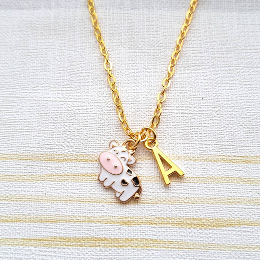 Cow necklace, farm animal jewellery, farmer present, cowgirl gift, farmyard keepsake, present for her