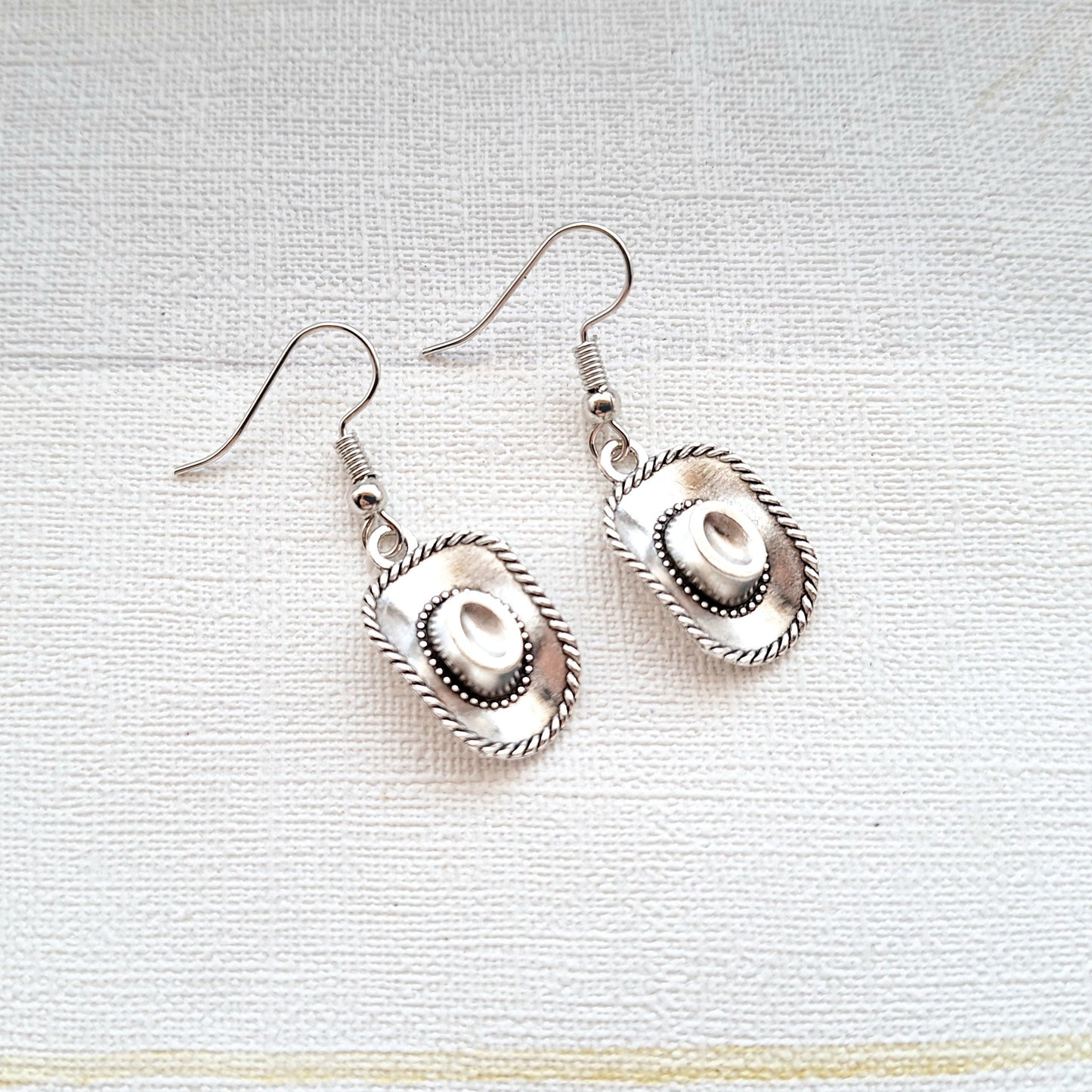 Cowboy hat earrings, western jewellery, cowgirl gift, country dancing present, country girl