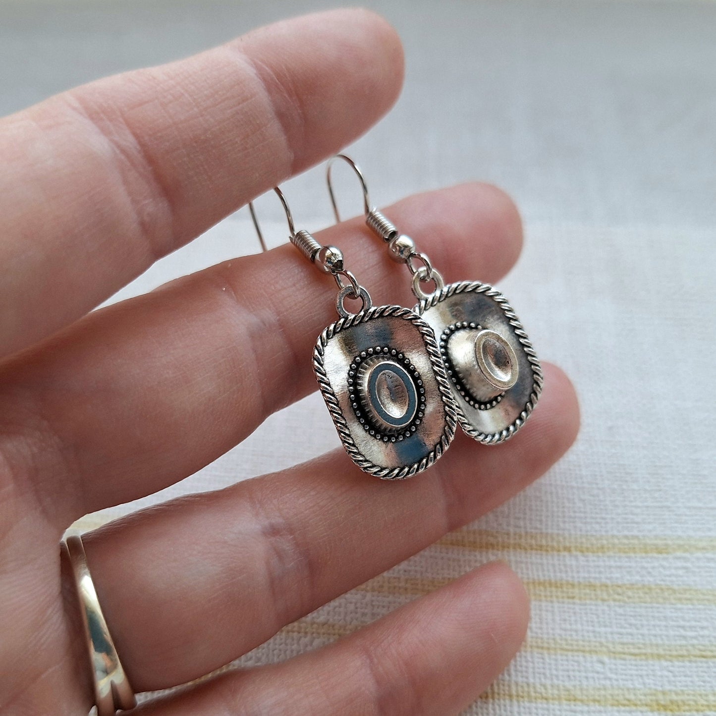 Cowboy hat earrings, western jewellery, cowgirl gift, country dancing present, country girl