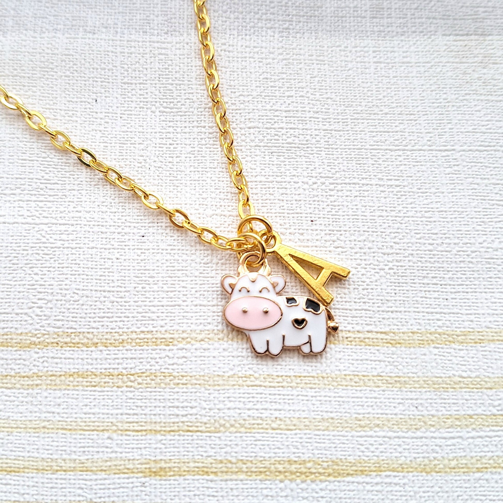 Cow necklace, farm animal jewellery, farmer present, cowgirl gift, farmyard keepsake, present for her