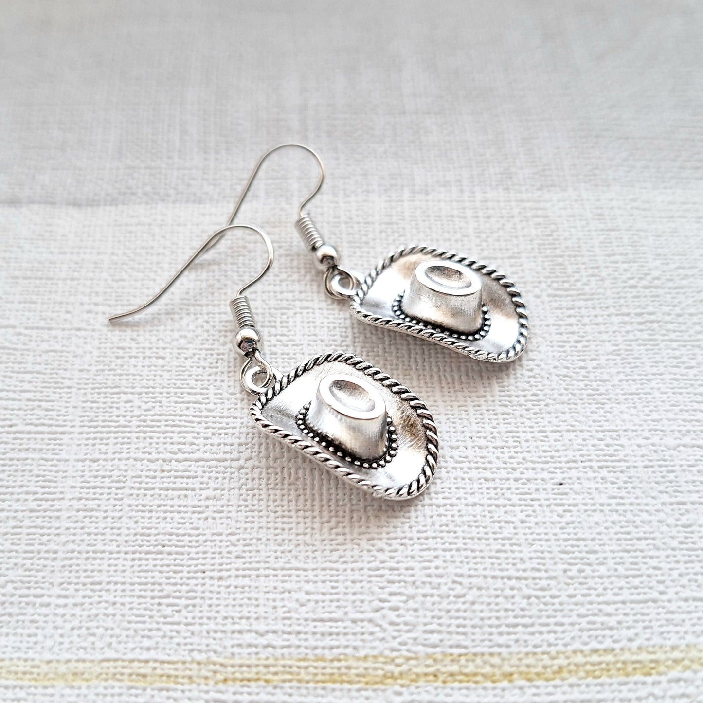 Cowboy hat earrings, western jewellery, cowgirl gift, country dancing present, country girl