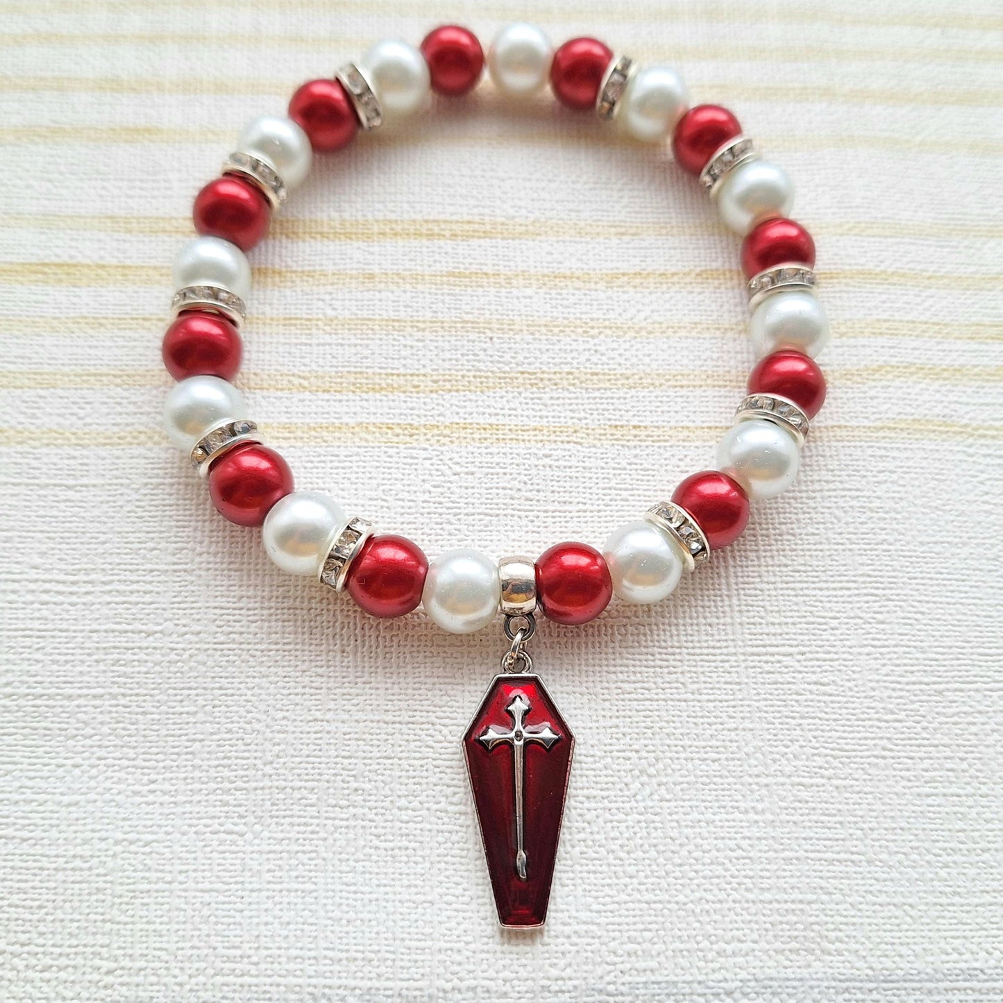 Coffin bracelet, Halloween jewellery, dracula cross coffin, gift for goth, spooky season, present for friend, vampire bracelet