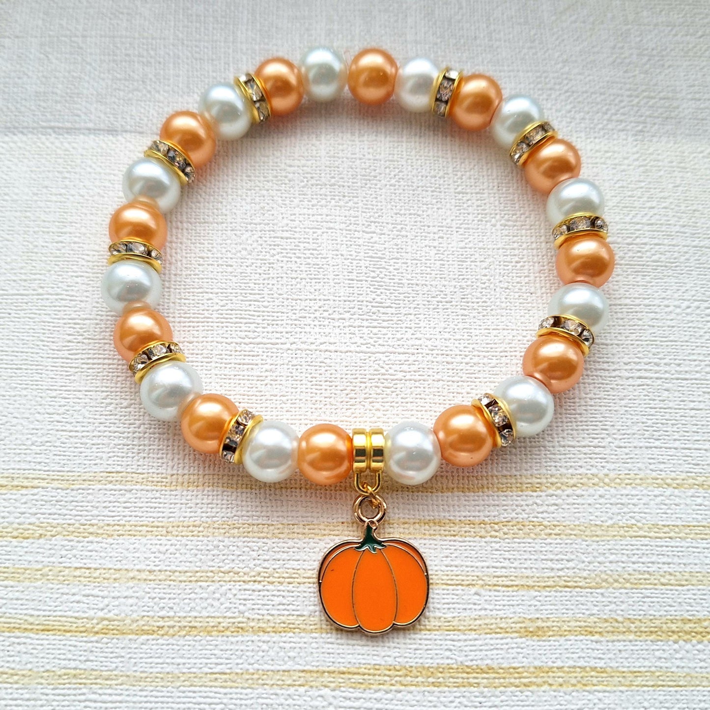 Pumpkin bracelet, Halloween jewellery, autumn fall jewelry, jack-o-lantern, trick or treat gift, cute spooky jewellery