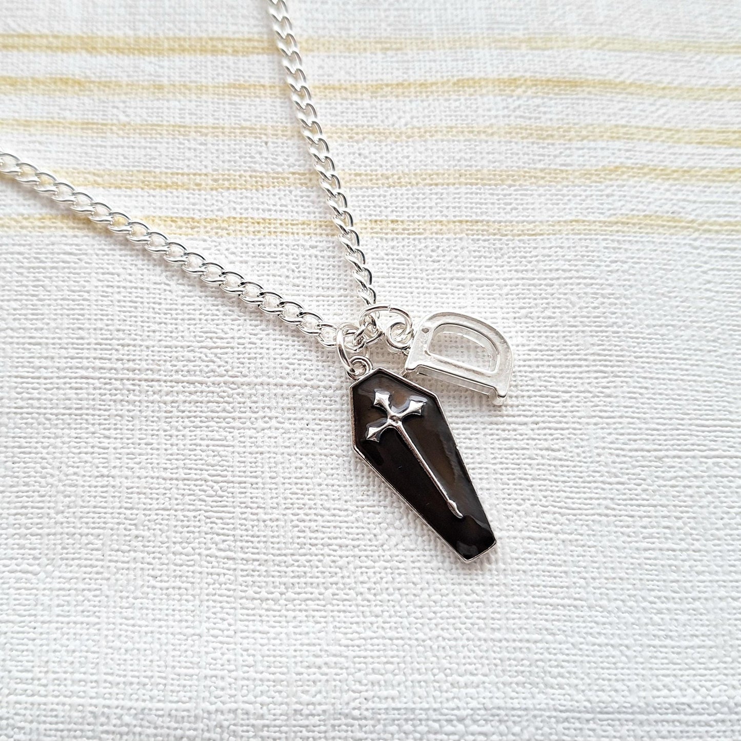 Coffin necklace, halloween jewellery, dracula vampire coffin, cross gift for goth, spooky season, horror jewelry