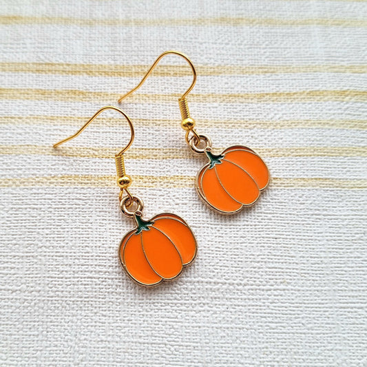Pumpkin earrings, halloween jewellery, fall pumpkins, thanksgiving present, gift for mum, cute spooky earrings