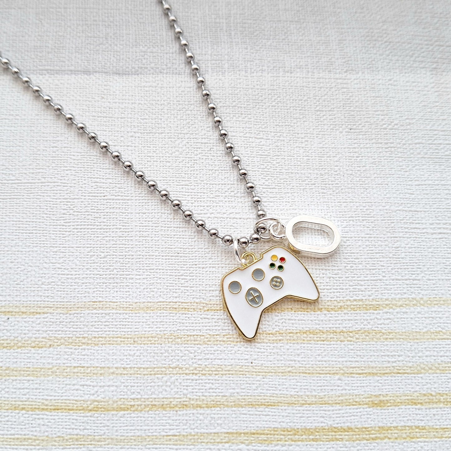 Game controller necklace, initial necklace, gaming lover, personalised gamer jewellery, retro gifts for teenager, fathers day present