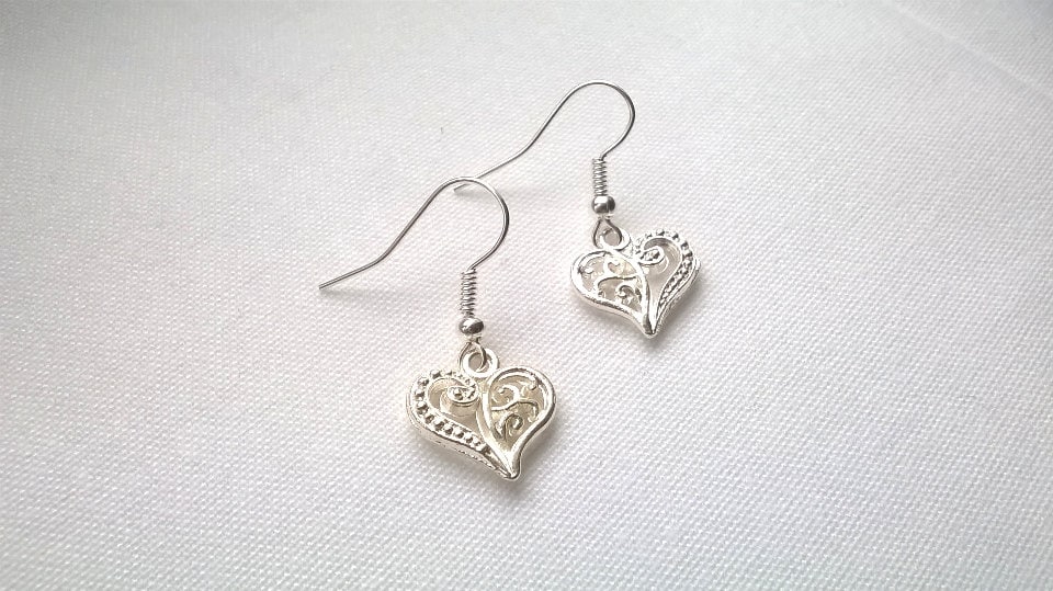 heart earrings, love jewellery, valentines day jewelry, summer accessory, gifts for her, birthday present, mothers day gift, stocking filler
