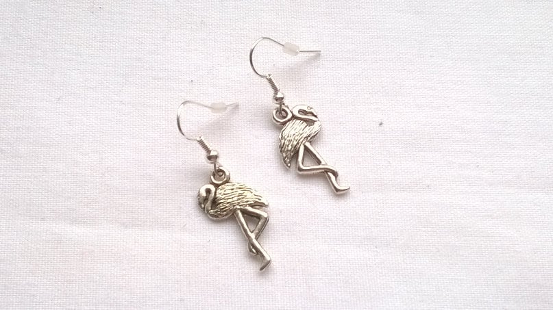 flamingo earrings, summer accessory, funky tropical bird jewellery, animal lover present, gifts for girls