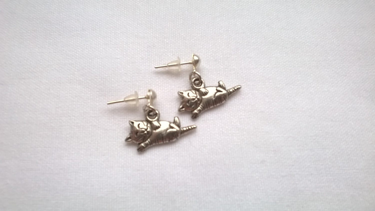 Cat earrings, cheshire cat jewelry, kitty jewellery, crazy cat lady, animal lover, pet earrings, gift for cat mum