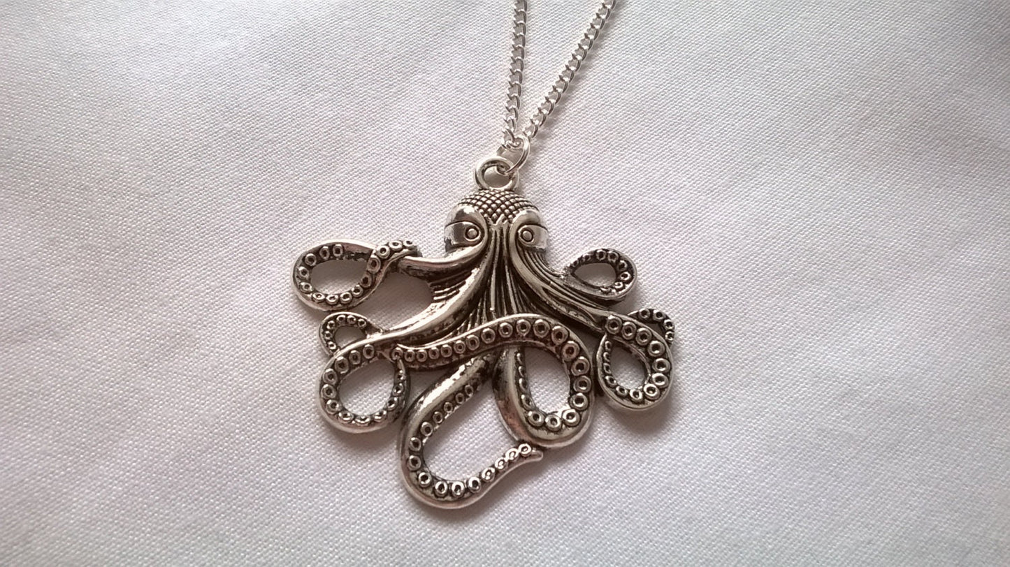 octopus necklace, nautical jewellery, sea creature pendant, steampunk jewelry, octopus jewelry, gifts for her, sea animal gift