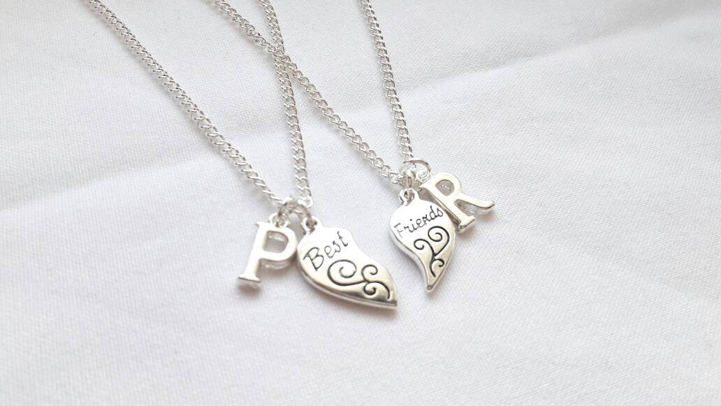 Best friend necklace, set of 2 bff heart necklaces, partners in crime present, friends forever, jewellery gift for friend, birthday present